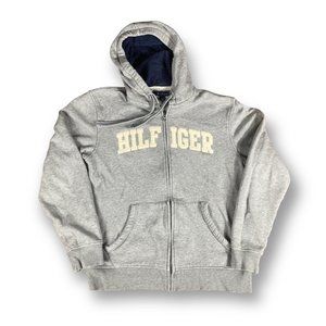 Tommy Hilfiger Hoodie - sweater embroidery stitch logo gray white casual running